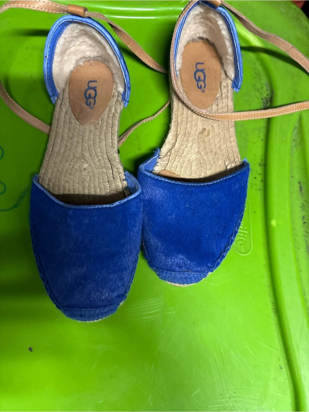 UGG Women's Royal Blue Suede Espadrille Flats with Ankle Tie